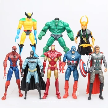 

Disney 8pcs/set Super heros Iron Man Thor Loki spider Batman Hulk Captain America Wolverine PVC Action Figures Toy model gift
