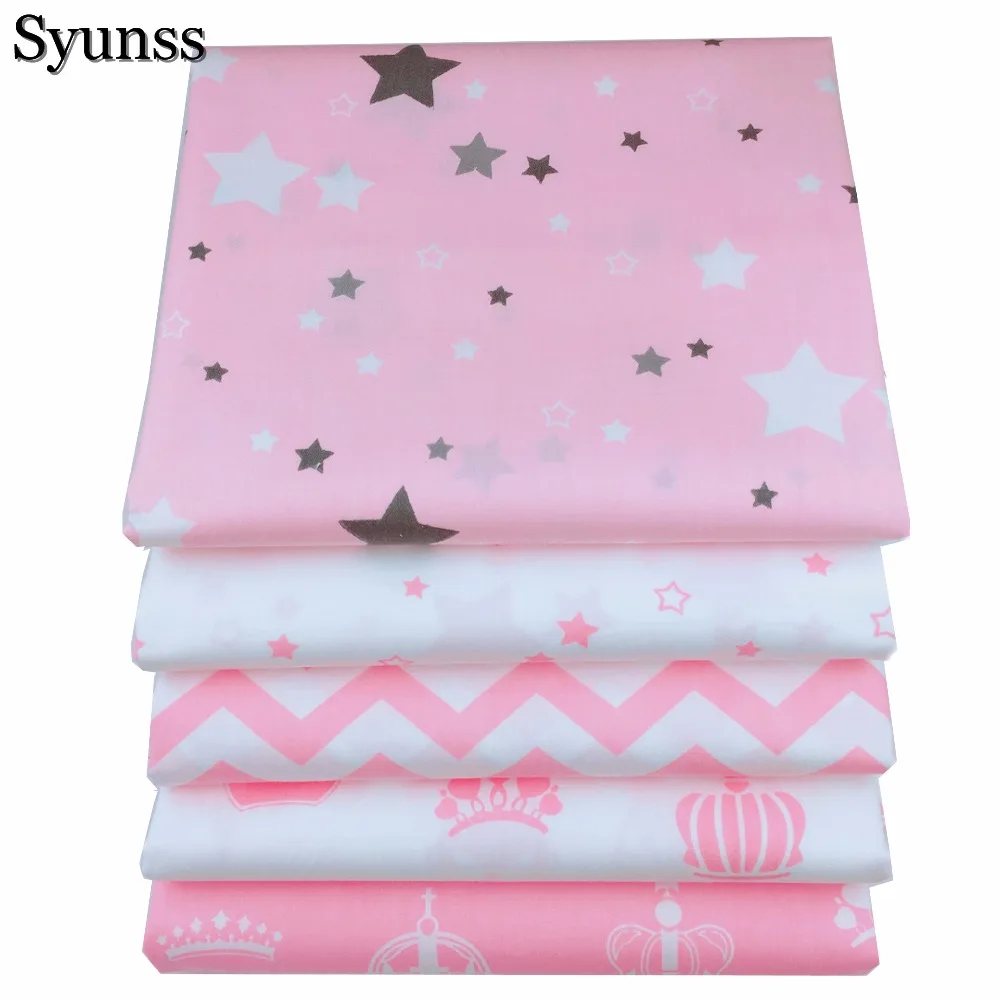 

Pink Stars Crown Printed Cotton Fabric Fat Quarte DIY Handmade Sewing Patchwork Baby Cloth Bedding Textiles Quilt Tilda Tissus