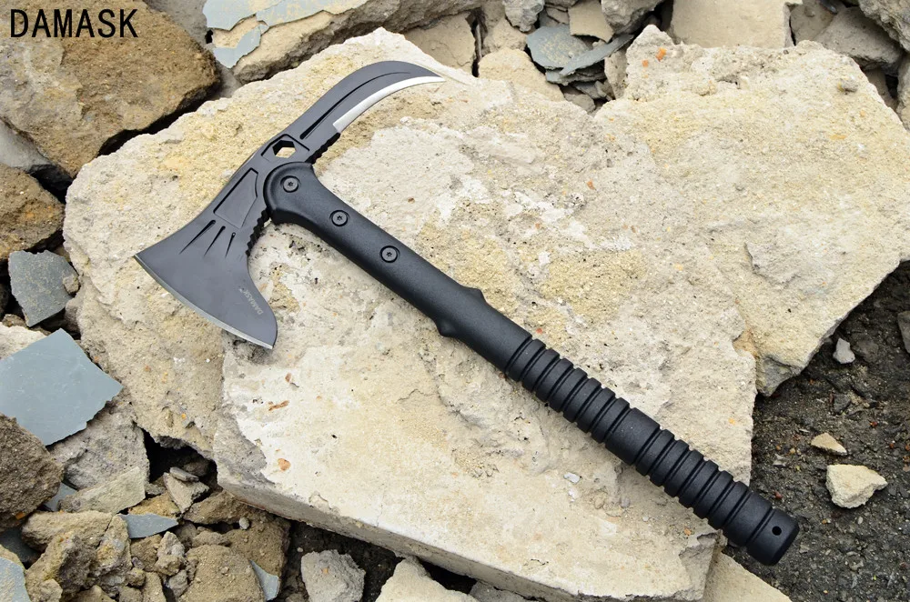 High Carbon Steel Double Edged Wild Survival Axe Damask Tomahawk Hatchet Fire Ice Rescue Axe Outdoor Hand tool Zombie Preppers