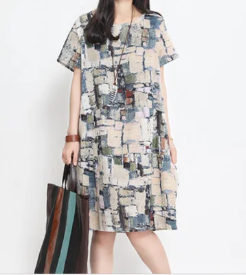

new summer maternity dresses cotton and linen printi short sleeve women's dresses pregnant dresses 16140