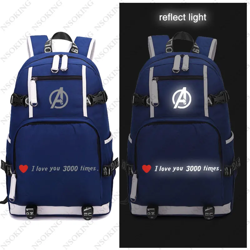 16 Горячая Аниме Мстители 4 Endgame Железный человек рюкзак косплэй отражают свет I love you U 3000 раз Холщовая Сумка школьная сумка дорожные сумки - Цвет: 16