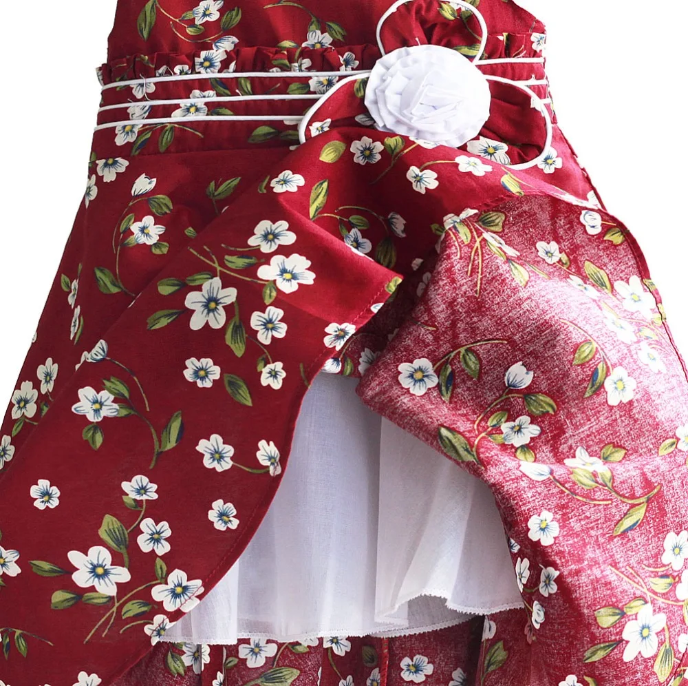Hetiso/платье для девочек, Красные праздничные платья принцессы с цветочным принтом на свадьбу, Детский сарафан с галстуком-бабочкой, vestido nina