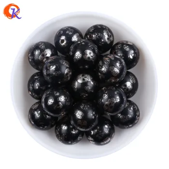 

New Arrival 20MM 100Pcs/Lot Black Skull Printing Light Brown Pearl Beads For Kids Fashion Chunky Necklace Jewelry CDWB-701421