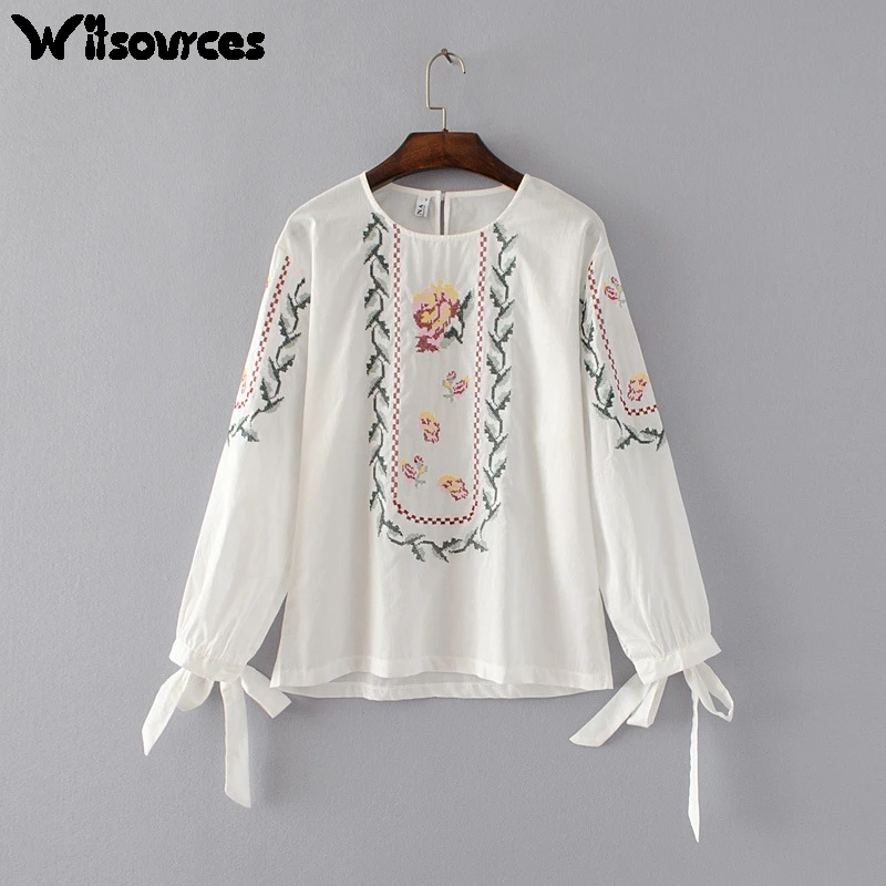 Witsources Women Embroidery Blouse 2017 Summer Korean Fashion Wild