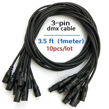 10 шт./лот, длина 1 метр, длина 3-контактный dmx вход и выход для подключения сигнала DMX кабель 3.5ft XLR Сделано в Китае для этапа Moving головной паровой ароматерапический