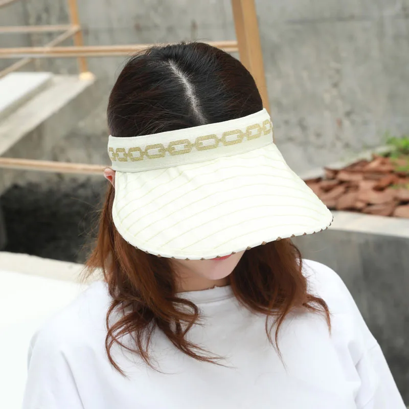 

Men Women Summer Foldable Cap Adjustable Wide Brim Sunhat with Empty Top QL Sale