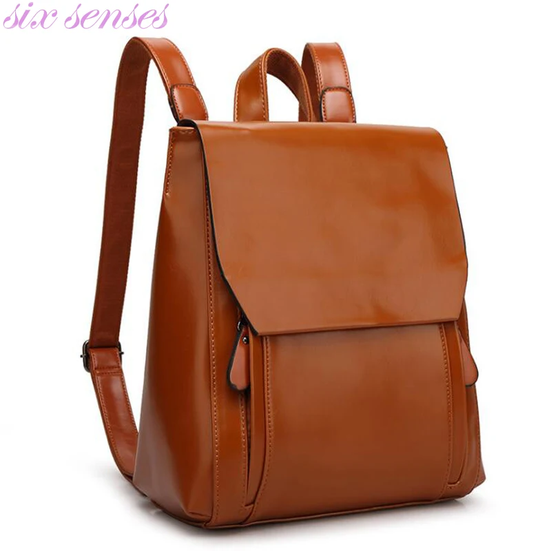 Six senses Women Backpack PU Leather School Bags For Teenagers Girls Backpacks shoulder bag casual rucksack