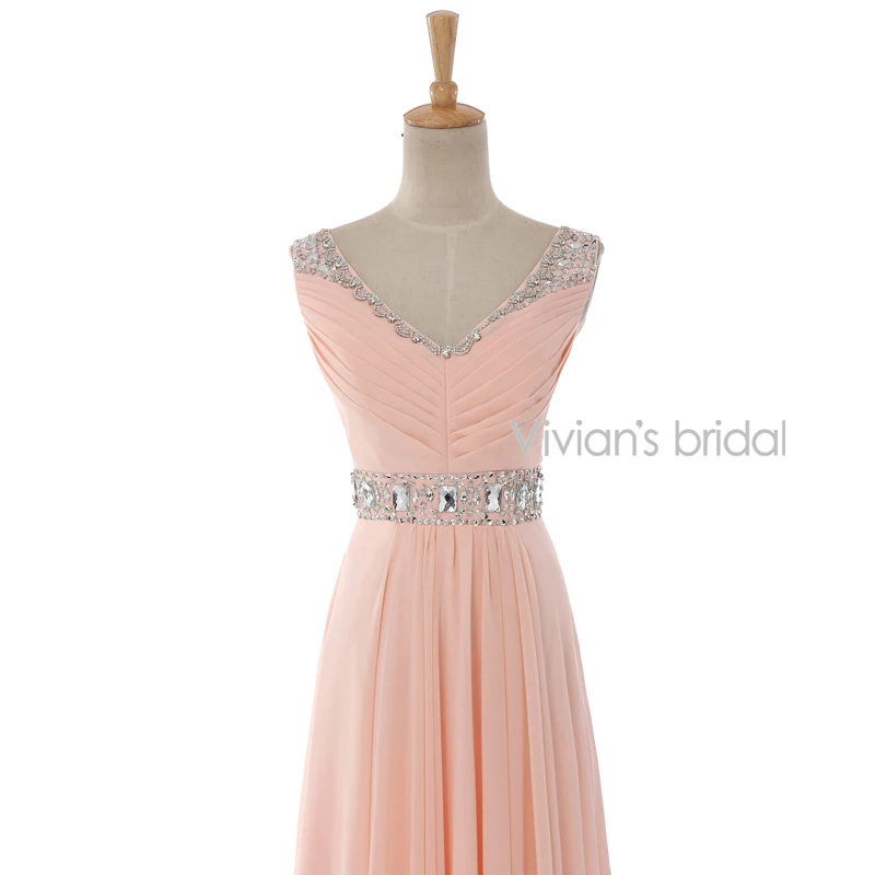 Vivian's Bridal сексуальные шифоновые длинные платья с треугольным вырезом обшитые