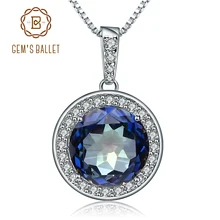 Gem's Ballet 4.79Ct натуральный Blueish мистический кварцевый камень ожерелье с кулоном из цельного 925 пробы серебра хорошее ювелирное изделие для женщин