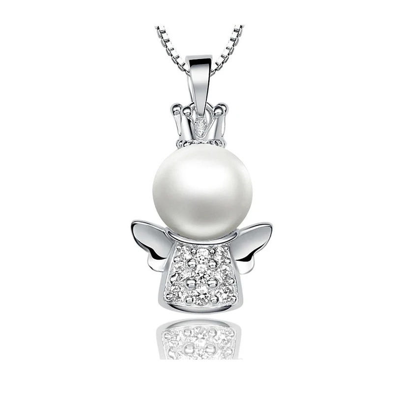 pd10181g natural round pearl pendant angel necklace (1)