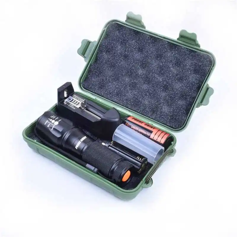 X800 Zoomable XML T6 LED Tactical Flashlight+26650 Battery+Charger+Case led flashlight rechargeable flashlight 18650 #4A27 (7)