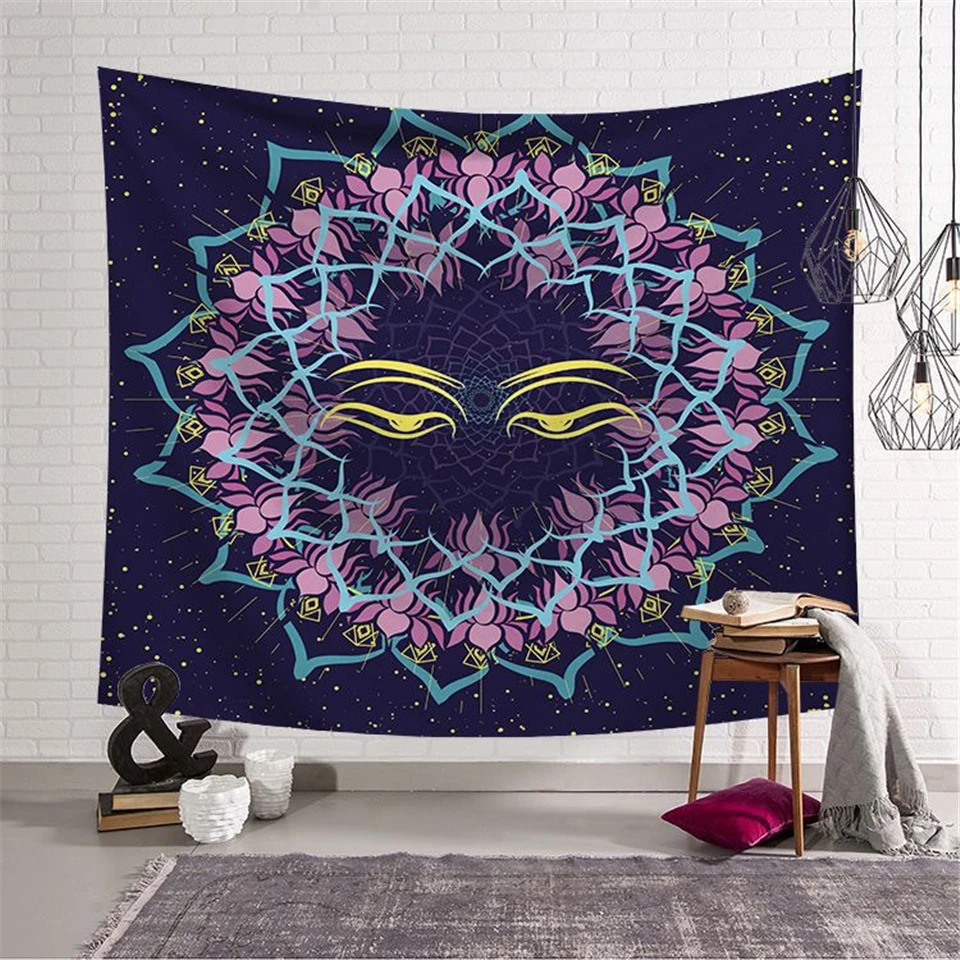 Hippie Mandala Tapestry Wall Hanging Sun And Moon Psychedelic Wall Tapestry Mandala Witchcraft Wall Cloth Tapestries Wall Carpet