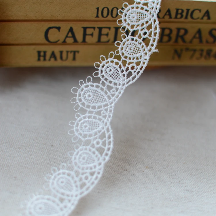 

10M/lot 2cm wide Delicate white wavy embroidered lace wedding bridal veil necklace wedding dress accessories SC799