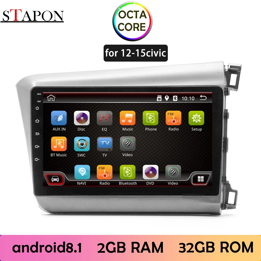 STAPON 9 дюймов для honda civic 12 15 автомобилей Android 8 1 2 Гб RAM OCTA CORE RDS Навигация DVD с рулевым