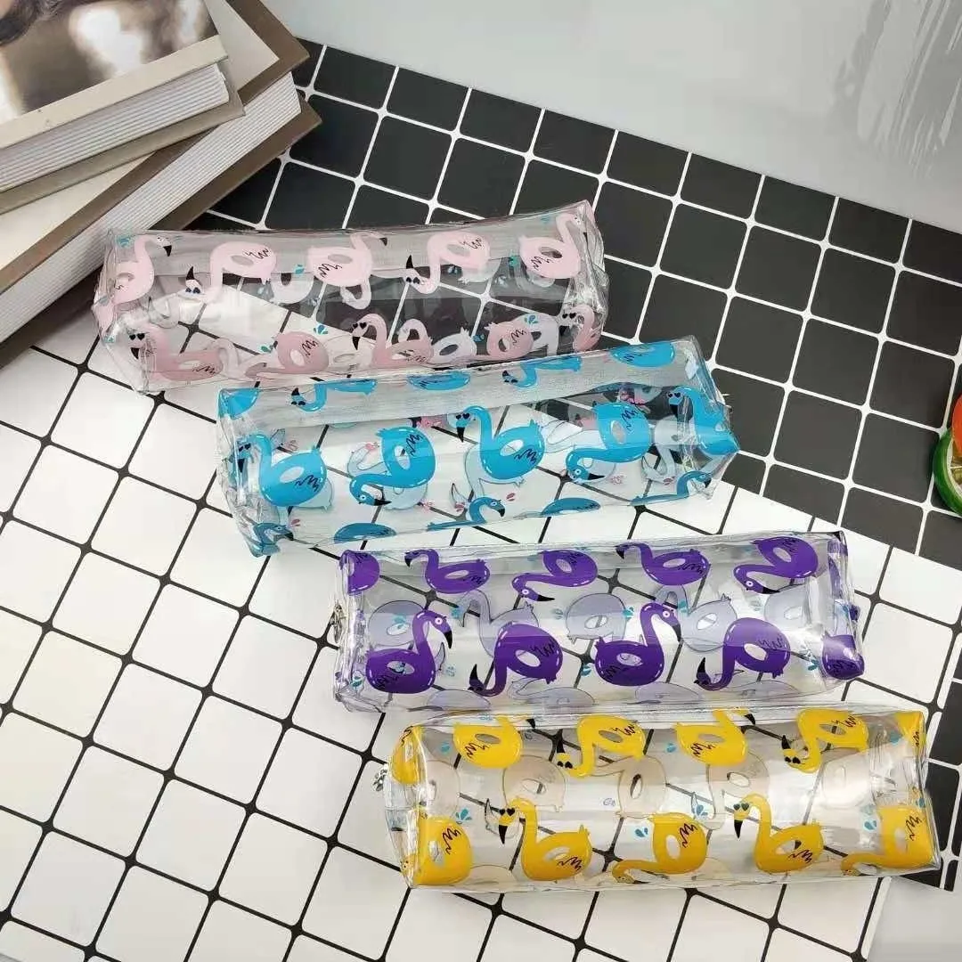 

Cute Flamingo Pencil Case Transparent clear school pencil bag for girls stationery pouch Waterproof pencil cases Bts bags Estojo