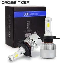 CROSS TIGER LED Car Headlight 10000LM Set with 3 Sides Light H1 H3 H4 H7 H11