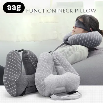 

AAG Portable U shape Travel Pillow with Cap Multi function Soft Hooded Pillow Home Airplane Car Travel Nap Neck Headrest Pillow