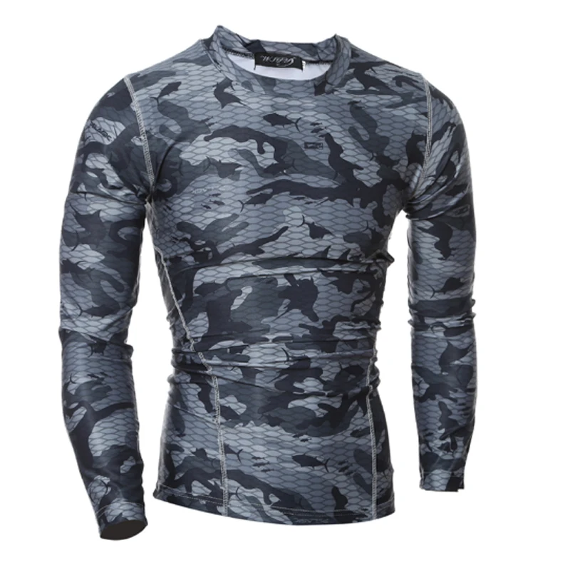 2017 Compression Shirt Long Sleeves Tshirt Compression Shirt font b Fitness b font Clothing Camouflage Colorquick
