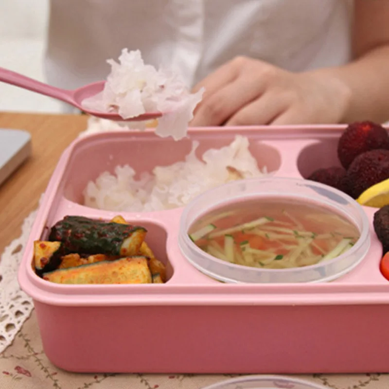 Детская коробка для завтрака для детей школьная портативная коробка для бенто подходит для кемпинга синий розовый пищевой контейнер Кухонный Контейнер для хранения Ланчбокс пищевой термос