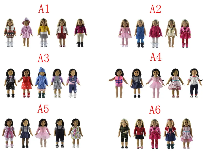 Najtaniej Hot 5 sztuk w różnych kolorach i stylach ubranka dla lalki dla 18 American Bitty laleczka bobas A01