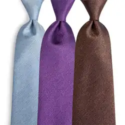 3 шт. DiBanGu Для мужчин s Галстуки коричневый фиолетовый синий твердые 8 см связи Hanky запонки Набор для Для мужчин галстук для Свадебная