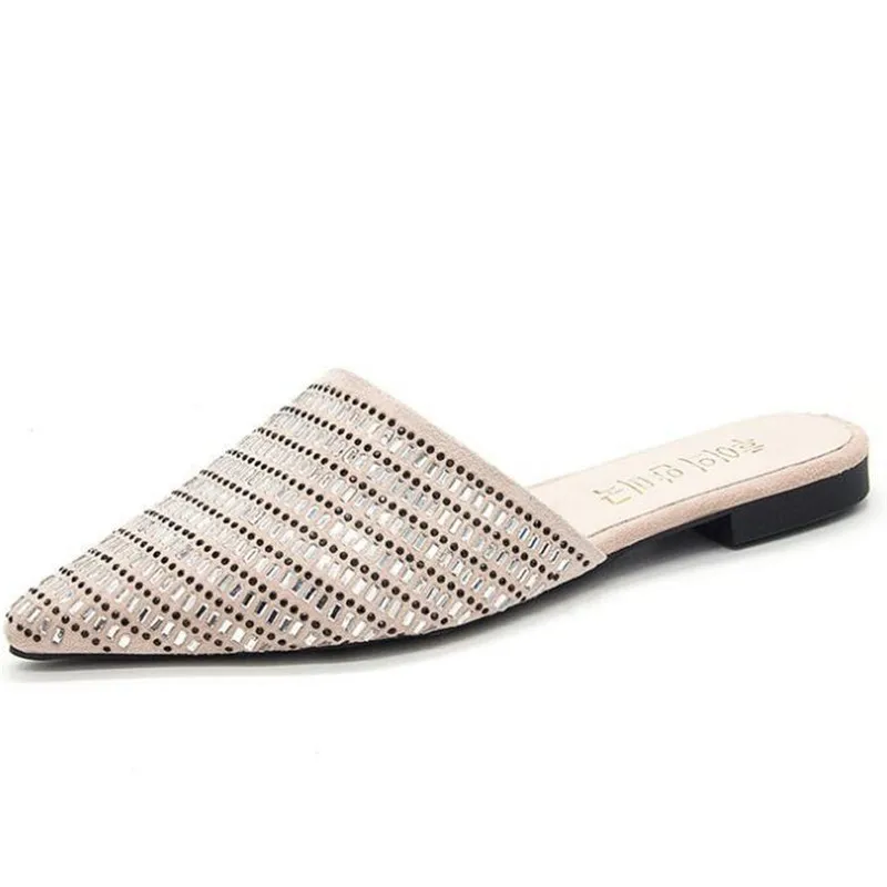 

2019 shoes women Summer slides woman breathable mesh closed toe mules bling flat slippers ladies sandals shoes bling shoes