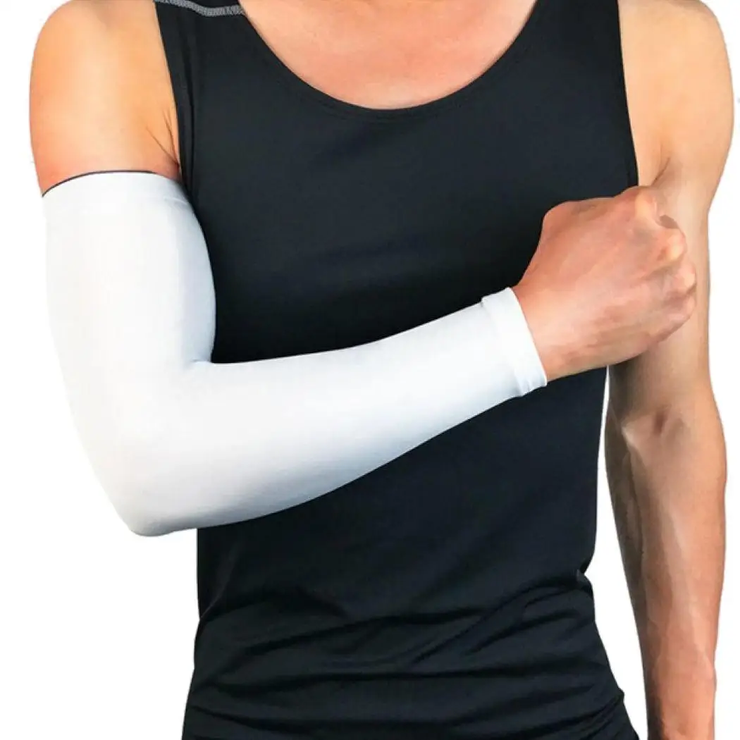 Мужская спортивная форма Armguards дышащая Солнцезащитная эластичная на все годы быстросохнущая, для рук с защитой от ультрафиолета - Цвет: White