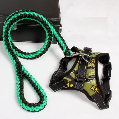 

Large Pet Dog Collar Harness Leash Set Traction Rope Walk The Dog P Chain Pet Lead Harness Vest for Medium Large Dogs