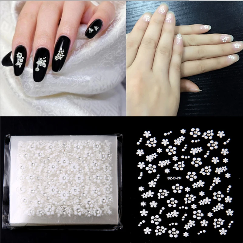 30 шт./лот 3D Белый цветок дизайн ногтей украшения наклейки Adesivi Unghie паровой панк для женщин Маникюрный Инструмент для переноса ногтей Обертывания