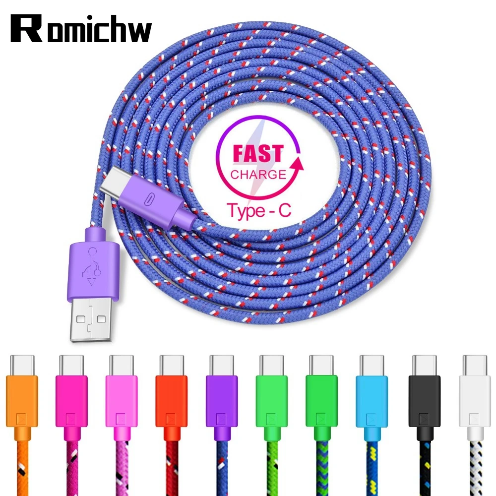 

USB Type C Cable 1M 2M 3M Nylon Braided Data Sync Fast Charging USB C Cable For Samsung S9 S10 Xiaomi mi9 mi8 Huawei USB Type-c