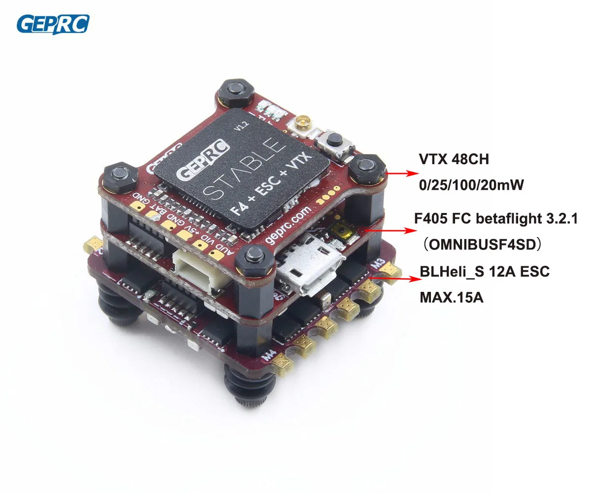 Tanie GEPRC stabilna F4 Mini mucha F4 sterowanie lotem Betaflight + 12A 20A BLHELI S 4w1 ESC + 48CH 200mW VTX dla micro Drone FPV