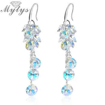 

Mytys White Colorful Crystal Dangle Earrings White Gold Color E133