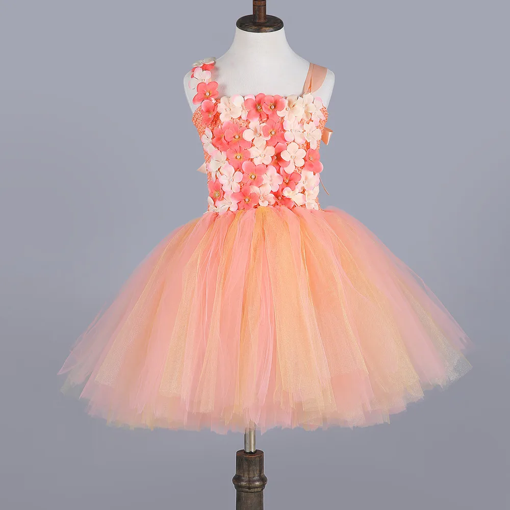 

Baby Girl Clothes Wedding Flower Dress for Birthday Party Girls Floral Sleeveless Knee-length Tutu Dress Children Kids Customes