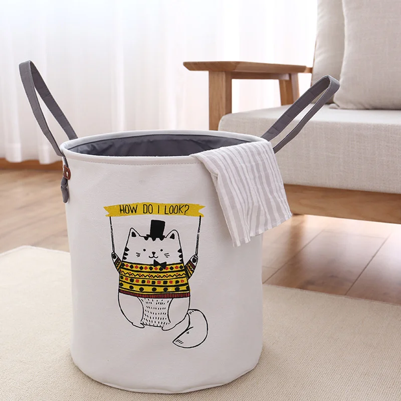 Cartoon Fabric Laundry Basket Bag Large Folding Dirty Clothes Sundries Toy Storage Baskets Box Home Decoration Woven Basket