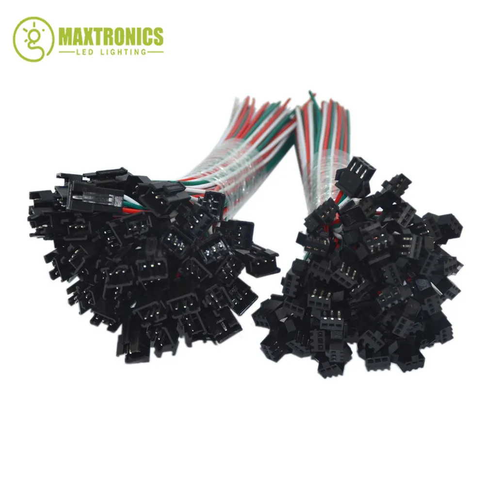 

100 Pairs 3 Pin JST SM Connectors For WS2812B WS2811 WS2812 RGB LED Strip Tape Female to Male Free shjipping