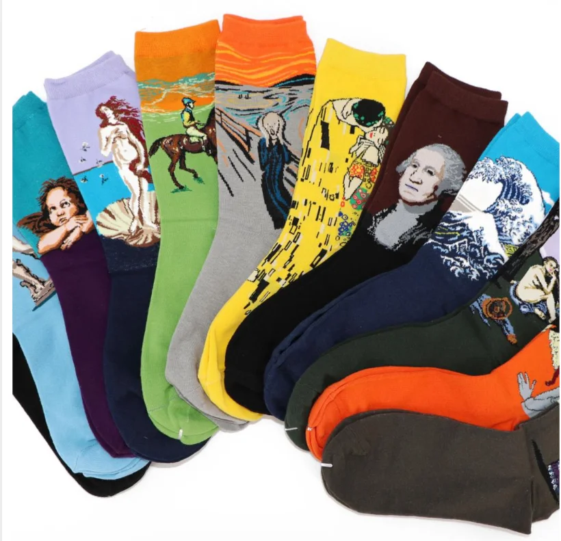 Новые осенне-зимние модные ретро новые абстрактная картина маслом, искусство, носки для мужчин/женщин, новые узорчатые носки в стиле Харадзюку Ван Гога