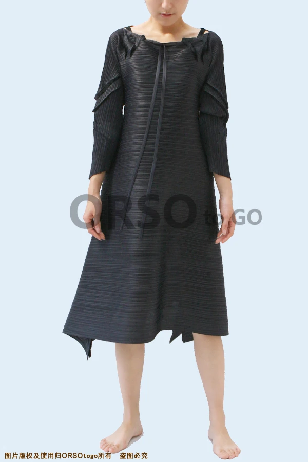 Azterumi специальное Плиссированное весеннее Новое женское повседневное свободное миди платье большого размера женское асимметричное синее платье с круглым вырезом