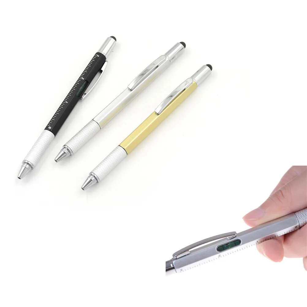 1PC Creative Functional Ballpoint Pen Level Caliper Measuring Ruler Handy Tech Tools Screwdrivers Tools