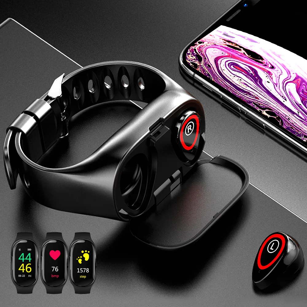 Prezzo TWS Bluetooth 5.0 Auricolare Cuffie Senza Fili per il telefono Astuto Guarda con il Monitor di Frequenza Cardiaca di Vero Stereo Senza Fili Sport Auricolari