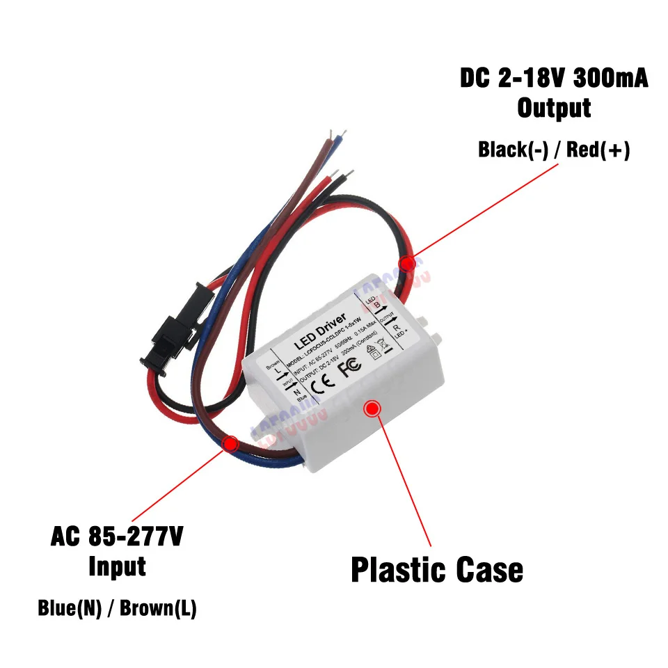 Светодиодный драйвер 1-5x1W 1 Вт 2 Вт 3 Вт 4 Вт 5 Вт постоянный ток 300 мА пластиковый чехол 1 2 3 4 5 Вт трансформаторы для освещения источник питания