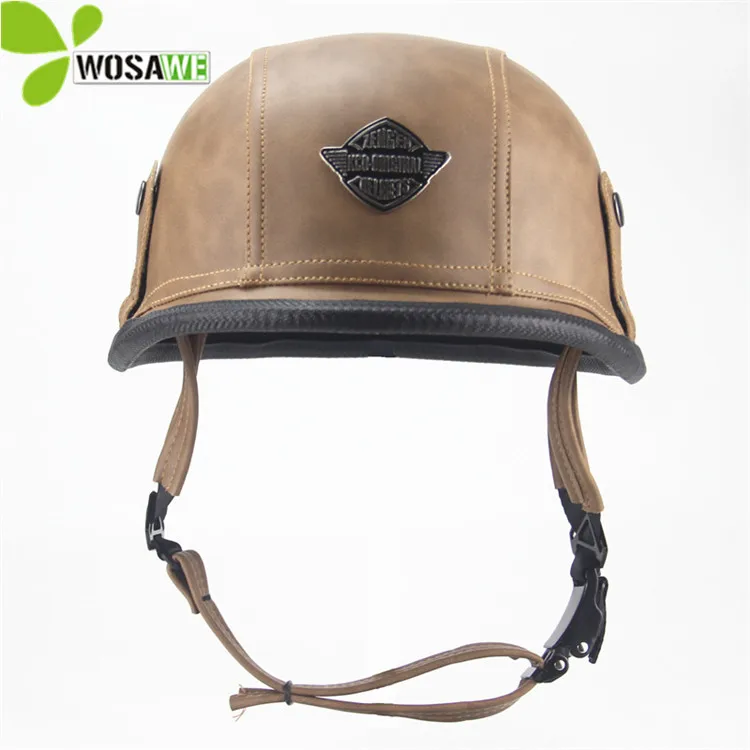 

PU Leather Layer Bike Helmets for Cruise Cycling Motorcycle Scooter 2 Colors Outdoor Sports Bicycle Sun Block Cycle Safety Hat
