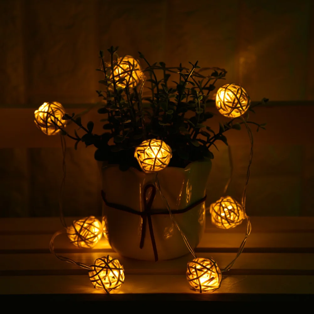 

3m 30leds Rattan Garlands Balls LED String Light Battery Power LED Holiday Party Patio Garden Christmas Decoration Fairy Lights