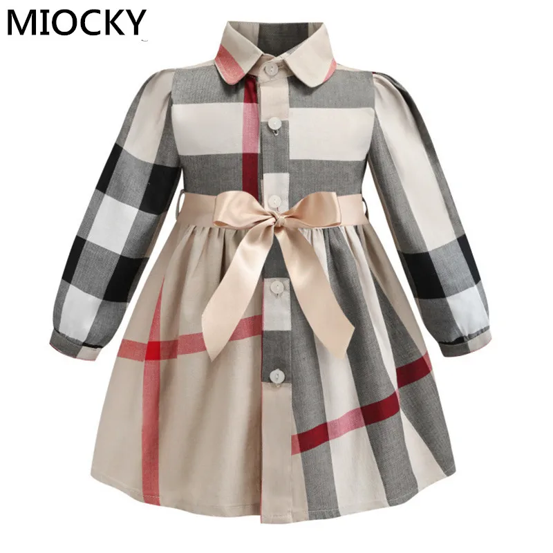 

New Girl Dress Kids Children Dress Girls Long Sleeve Plaid Dress Soft Cotton Summer Autumn Vestiods Baby Girls Clothes E0218