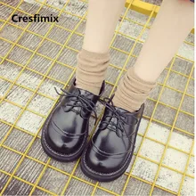 Cresfimix botas femininas mulheres casual black lace up curto botas legais femininos confortáveis botas marrons primavera & outono sapatos a314
