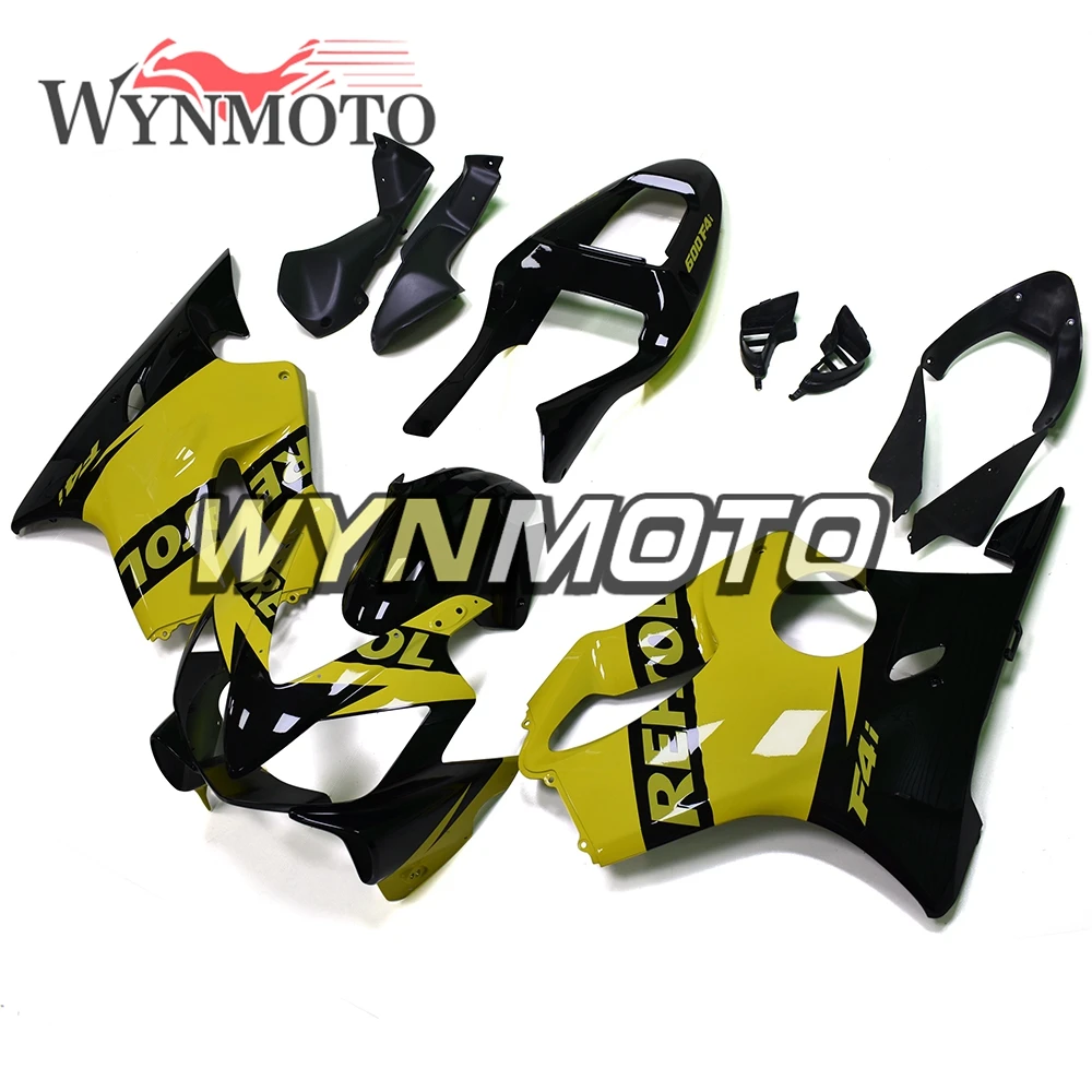 Полный обтекатели для Honda CBR600F4i 2001 2002 2003 АБС-пластик F4i 01 02 03 капоты Защищенный Корпус Наборы черного, желтого цвета корпуса