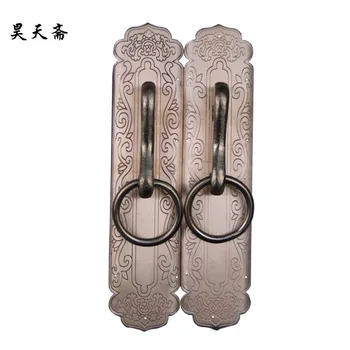 

[Haotian vegetarian] Chinese antique bronze sculpture copper engraving large-article wardrobe door handle / HTC-173