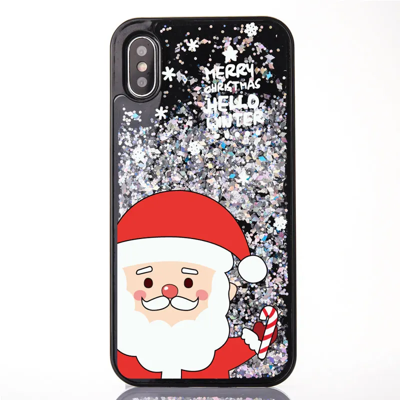 FQYANG Christmas patterned Dynamic Liquid Quicksand PC Transparent Phone Case For IPHONE XS X 8 7 6S 6 PLUS 8PLUS Back Cover | Мобильные