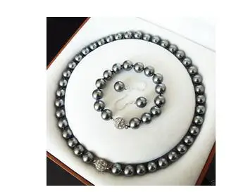 

Wholesale fine Nobility black 10mm Akoya Cultured Shell Pearl Necklace Bracelet Earring White Crystal marvel choker