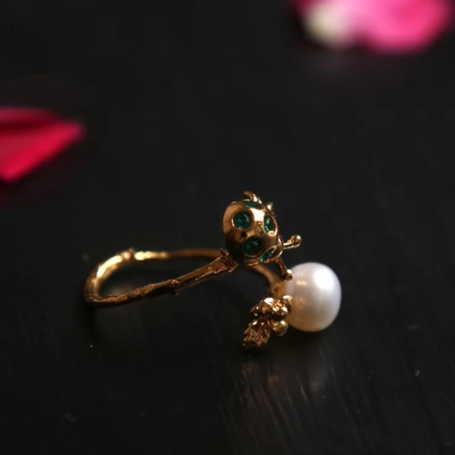 

2019 Women Rings Jewelry Pearls 925 Silver Ring 14K Gold Zirconia Rings for Wedding Engagement Fashion Cock Ring Sets