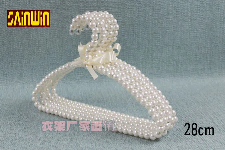 

Sainwin 10pcs/lot 28cm children plastic pearl hanger white pink baby hangers for clothes child clothes pegs